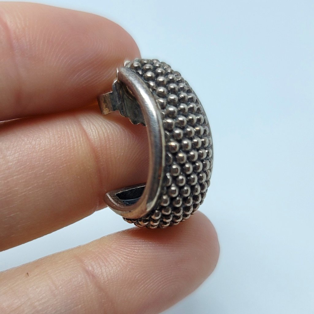 Sterling (& 14k Post) Caviar Single J-Hoop